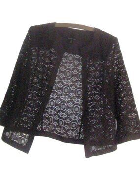 Brown Lace Open Front Jacket Top Layer Boxy Crop Classy Grandma
